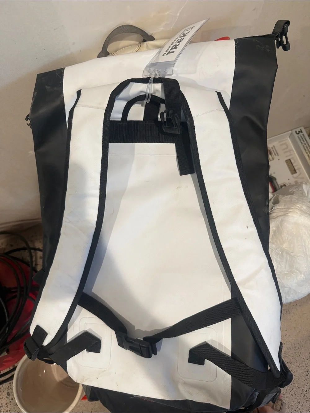 Defender Trek White & Black Roll-Top Backpack